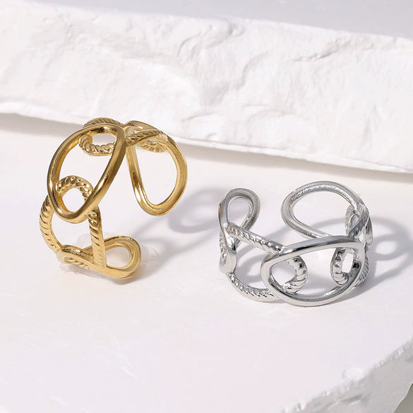 Wholesale Stainless Steel Geometric Open Ring For Women Gold Plated With High Grade Style