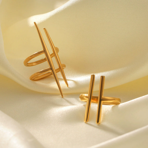 Wholesale Stainless Steel Geometric Open Ring Hand Jewelry With Electroplating Design