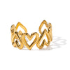 Wholesale Stainless Steel Geometric Open Ring Jewelry With Electroplating And Retro Temperament Full Of Love And Hollow Design Does Not Fade