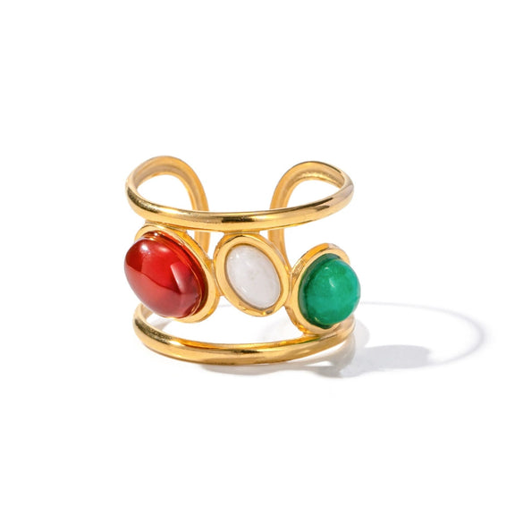Wholesale Stainless Steel Geometric Open Ring With Electroplating Light Luxury Morandi Color Women's Jewelry