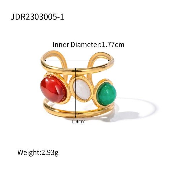 Wholesale Stainless Steel Geometric Open Ring With Electroplating Light Luxury Morandi Color Women's Jewelry