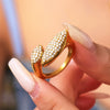 Wholesale 316L Stainless Steel Geometric Open Ring With Zircon Electroplated For Women