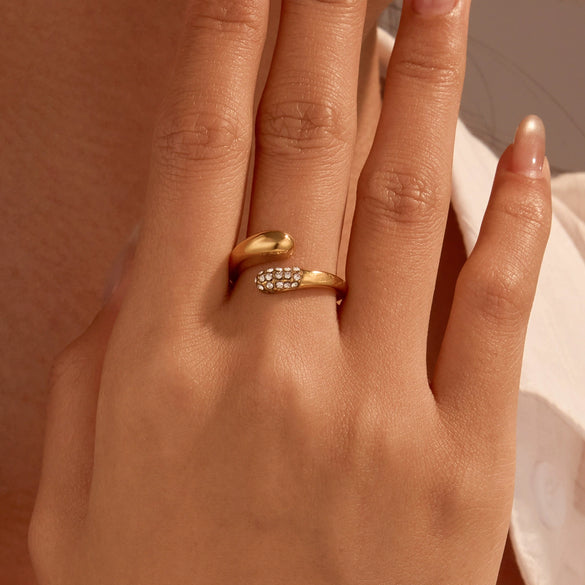 Wholesale Stainless Steel Geometric Open Rings With Electroplating Light Luxury Minimalist Style