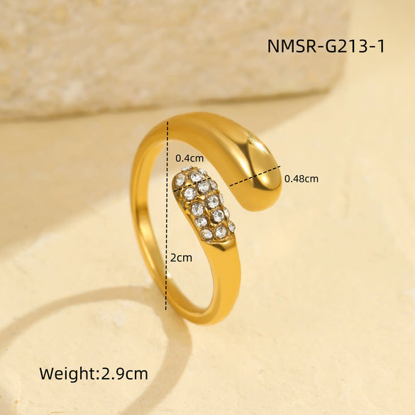 Wholesale Stainless Steel Geometric Open Rings With Electroplating Light Luxury Minimalist Style