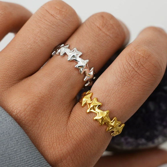 Wholesale Stainless Steel Geometric Open Rings With Vacuum Furnace Electroplating For Women Fashion Jewelry Accessories