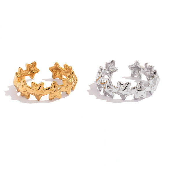 Wholesale Stainless Steel Geometric Open Rings With Vacuum Furnace Electroplating For Women Fashion Jewelry Accessories