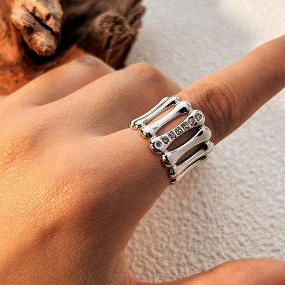 Wholesale Stainless Steel Geometric Open Unisex Finger Ring 18K Goldplated