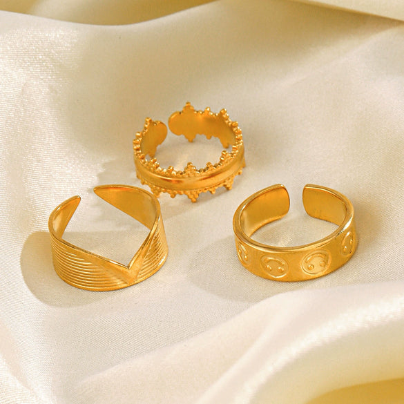 Wholesale Stainless Steel Geometric Open Vshaped Electroplated Ladies Hip Hop Ring