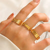 Wholesale Stainless Steel Geometric Open Vshaped Electroplated Ladies Hip Hop Ring