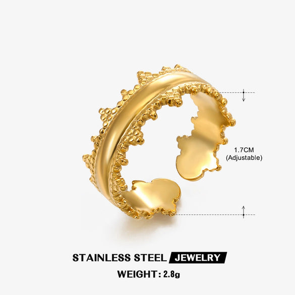 Wholesale Stainless Steel Geometric Open Vshaped Electroplated Ladies Hip Hop Ring