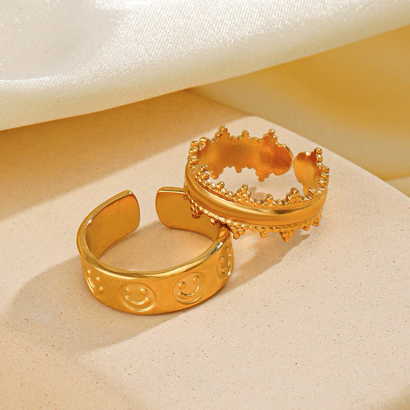 Wholesale Stainless Steel Geometric Open Vshaped Electroplated Ladies Hip Hop Ring