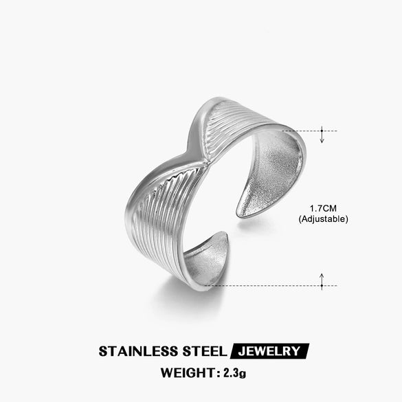 Wholesale Stainless Steel Geometric Open Vshaped Electroplated Ladies Hip Hop Ring