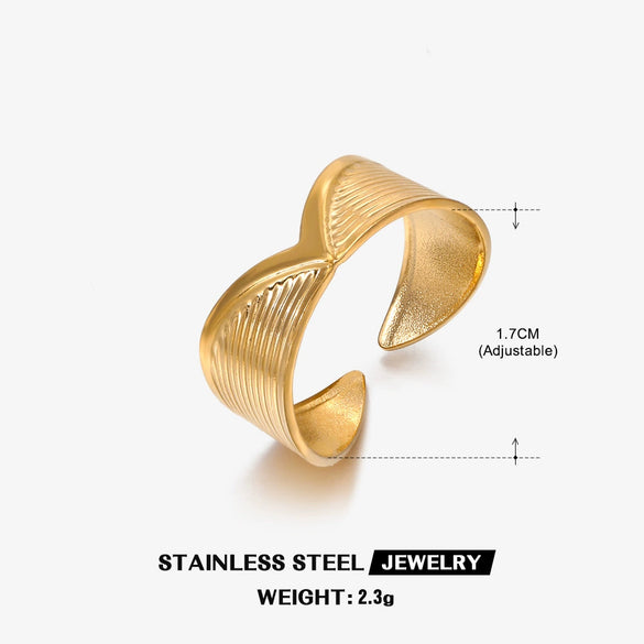 Wholesale Stainless Steel Geometric Open Vshaped Electroplated Ladies Hip Hop Ring