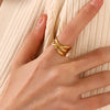 Wholesale Stainless Steel Geometric Opening Adjustable Ring For Ladies With 18K Gold Plated Electroplating