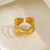 Wholesale Stainless Steel Geometric Opening Adjustable Ring For Ladies With 18K Gold Plated Electroplating