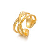 Wholesale Stainless Steel Geometric Opening Adjustable Ring For Ladies With 18K Gold Plated Electroplating