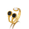 Wholesale Stainless Steel Geometric Opening Adjustable Ring With Real Gold Electroplated Retro Style For Women