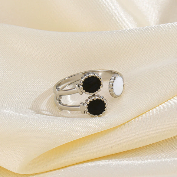 Wholesale Stainless Steel Geometric Opening Adjustable Ring With Real Gold Electroplated Retro Style For Women
