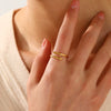 Wholesale Stainless Steel Geometric Opening Adjusting Women's Nail Ring 18K Gold Plated