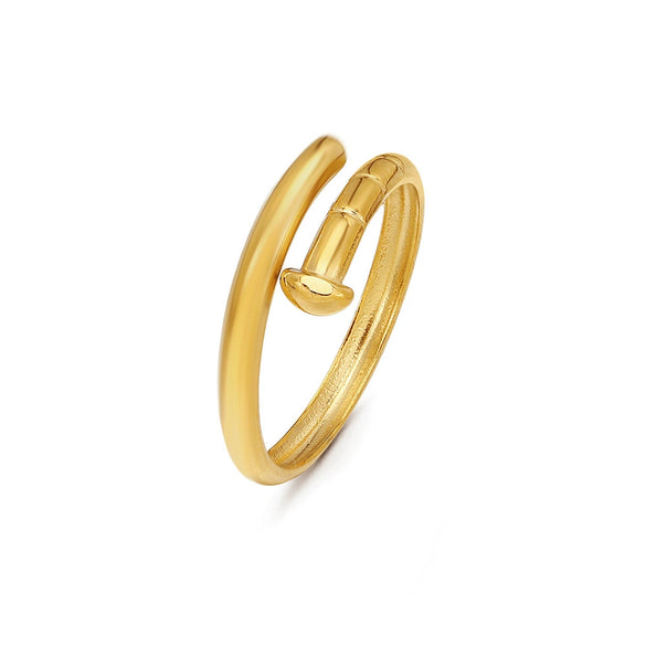 Wholesale Stainless Steel Geometric Opening Adjusting Women's Nail Ring 18K Gold Plated
