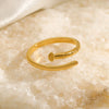Wholesale Stainless Steel Geometric Opening Adjusting Women's Nail Ring 18K Gold Plated