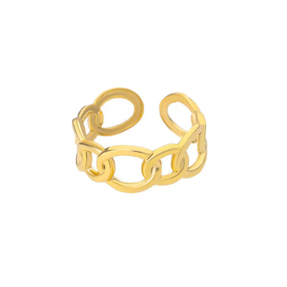 Wholesale Stainless Steel Geometric Opening Ring For Unisex With 18K Gold Plated Electroplating