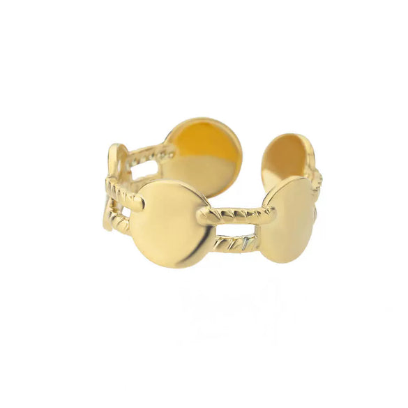 Wholesale Stainless Steel Geometric Opening Ring For Unisex With 18K Gold Plated Electroplating