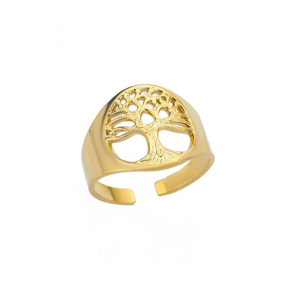 Wholesale Stainless Steel Geometric Opening Ring For Unisex With 18K Gold Plated Electroplating