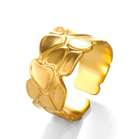 Wholesale Stainless Steel Geometric Opening Ring For Women Hip Hop Exaggerated Design With Electroplating