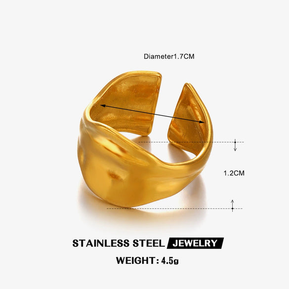 Wholesale Stainless Steel Geometric Opening Ring For Women Retro Hip Hop Vacuum Plated