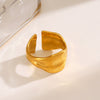 Wholesale Stainless Steel Geometric Opening Ring For Women Retro Hip Hop Vacuum Plated