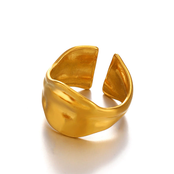 Wholesale Stainless Steel Geometric Opening Ring For Women Retro Hip Hop Vacuum Plated