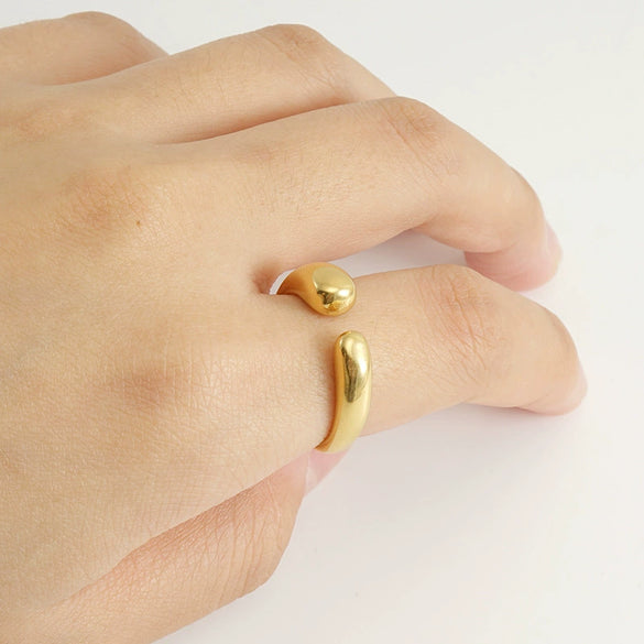 Wholesale 316L Stainless Steel Geometric Opening Ring Jewelry For Women With Electroplating Process