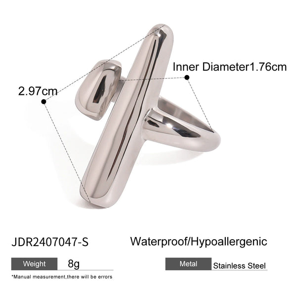 Wholesale Stainless Steel Geometric Opening Ring With Electroplating For Women High Grade Sense Exaggerated Hand Jewelry