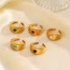 Wholesale Stainless Steel Geometric Opening Ring With Natural Stone Electroplated Ladies' Style