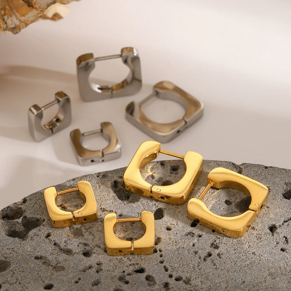 Wholesale Stainless Steel Geometric Original Design Electroplated Square Multi Function Women's Earrings