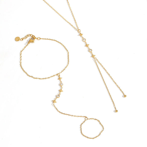 Wholesale Stainless Steel Geometric Oshaped Chain Necklace And Bracelet With Vacuum Real Gold Plating For Women