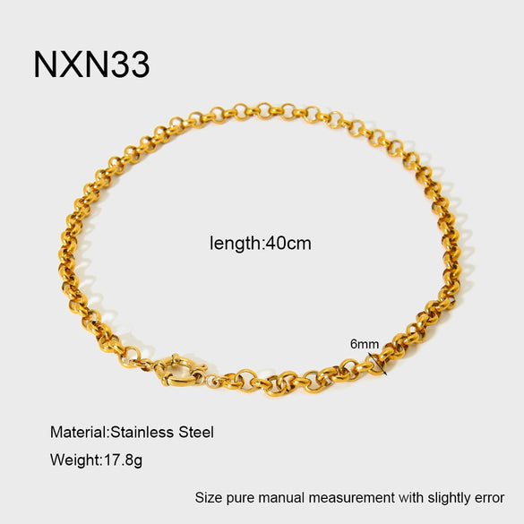 Wholesale Stainless Steel Geometric Oshaped Chain Pendant 18K Gold Plated Necklace And Bracelet For Women