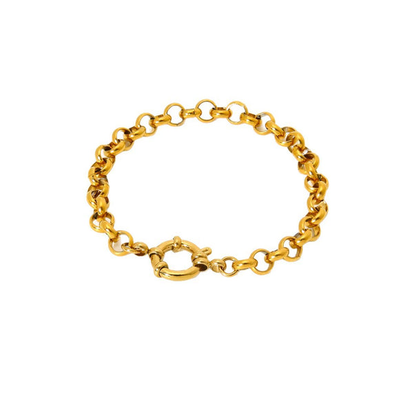 Wholesale Stainless Steel Geometric Oshaped Chain Pendant 18K Gold Plated Necklace And Bracelet For Women