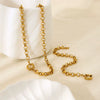 Wholesale Stainless Steel Geometric Oshaped Chain Pendant 18K Gold Plated Necklace And Bracelet For Women