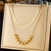 Wholesale Stainless Steel Geometric Oval Beaded Double Layer Snake Bone Chain Necklace With Gold Plated Electroplating For Women