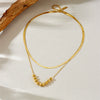 Wholesale Stainless Steel Geometric Oval Beaded Double Layer Snake Bone Chain Necklace With Gold Plated Electroplating For Women