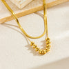 Wholesale Stainless Steel Geometric Oval Beaded Double Layer Snake Bone Chain Necklace With Gold Plated Electroplating For Women