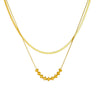 Wholesale Stainless Steel Geometric Oval Beaded Double Layer Snake Bone Chain Necklace With Gold Plated Electroplating For Women