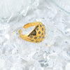 Wholesale Stainless Steel Geometric Oval Bubble Opening Exaggerated Retro Zircon Dome Ring For Women With Electroplating