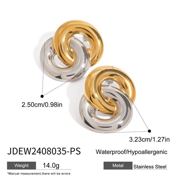 Wholesale Stainless Steel Geometric Oval Cross Earrings Jewelry With Electroplating And Original Design