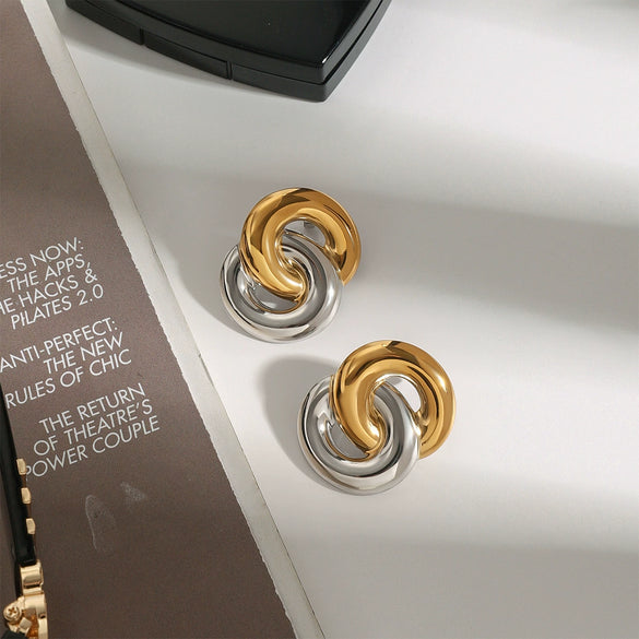 Wholesale Stainless Steel Geometric Oval Cross Earrings Jewelry With Electroplating And Original Design