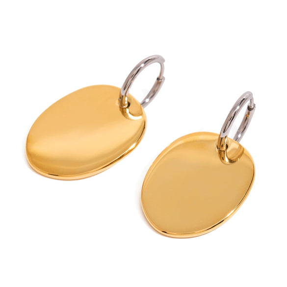 Wholesale Stainless Steel Geometric Oval Earrings With Electroplating And Gold And Silver Color Matching
