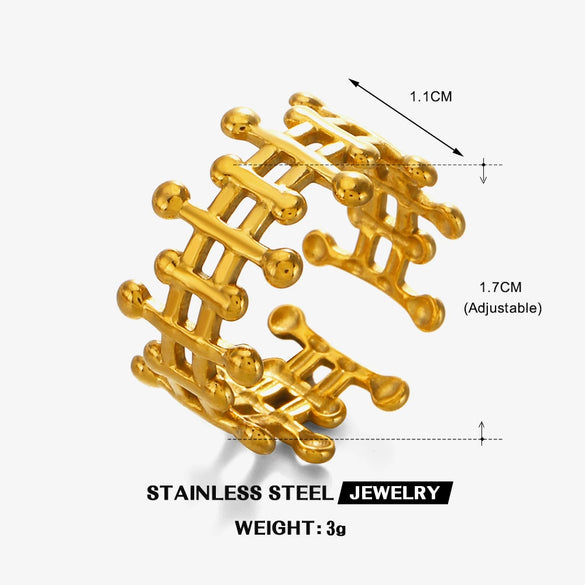 Wholesale Stainless Steel Geometric Oval Electroplated Female Hip Hop Ring