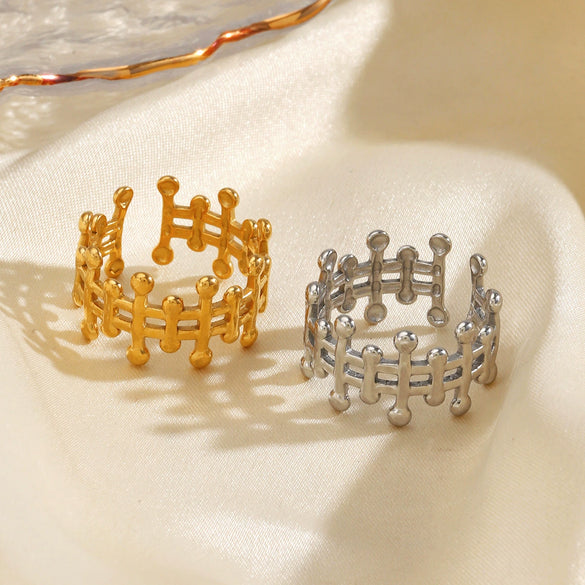 Wholesale Stainless Steel Geometric Oval Electroplated Female Hip Hop Ring